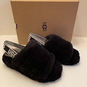 UGG Fluff Yeah Black Slipper worn
